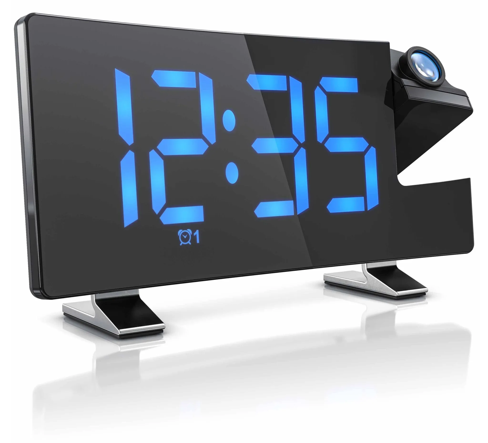 Réveil Projecteur LED - Affichage Heure/température/humidité Sur Mur - Double Alarme, Snooze, Ports USB - Pour Chambre