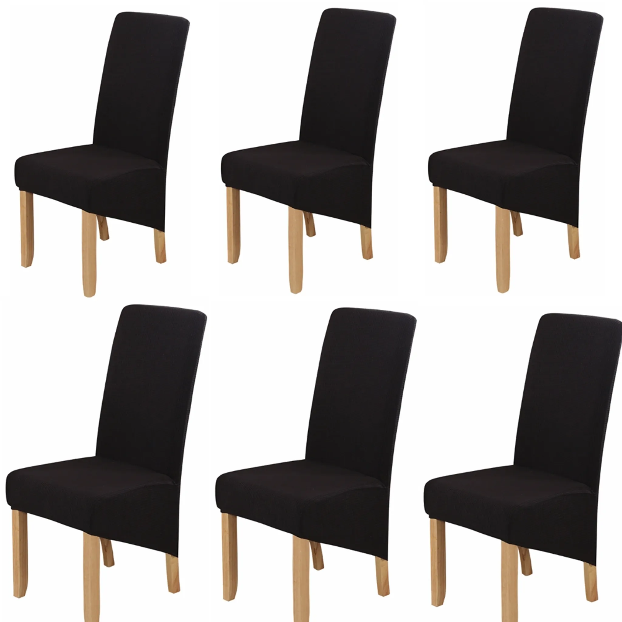 6er-Set Stuhlhussen Stretch Universal Stuhlüberzug Stuhlbezug aus PU-Leder 