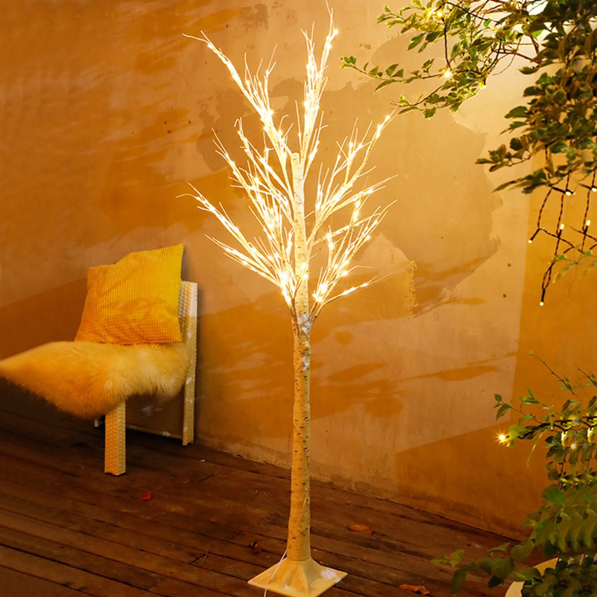 LED Kupferdraht Baum Lampe Weiß Künstlich