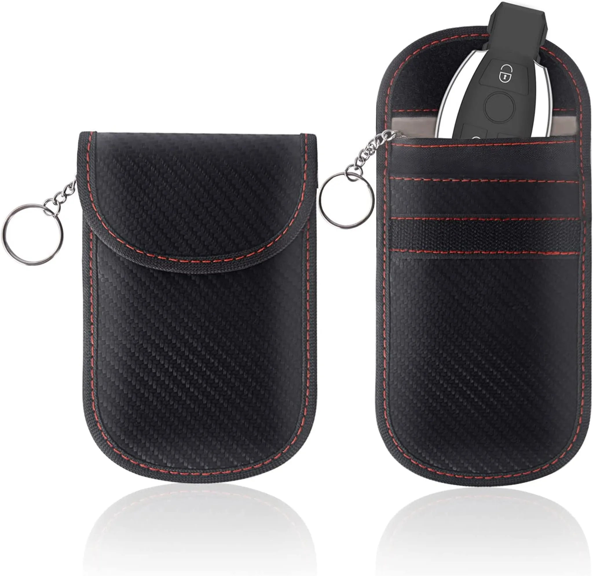 Schwarz – Faraday Signalblockierende Anti-RFID-Autoschlüsselhülle, RFID-Signalblockierende  Tasche für Autoschlüssel, Kohlefaser-Anti-RFID-Schutzhülle (1 Stück)