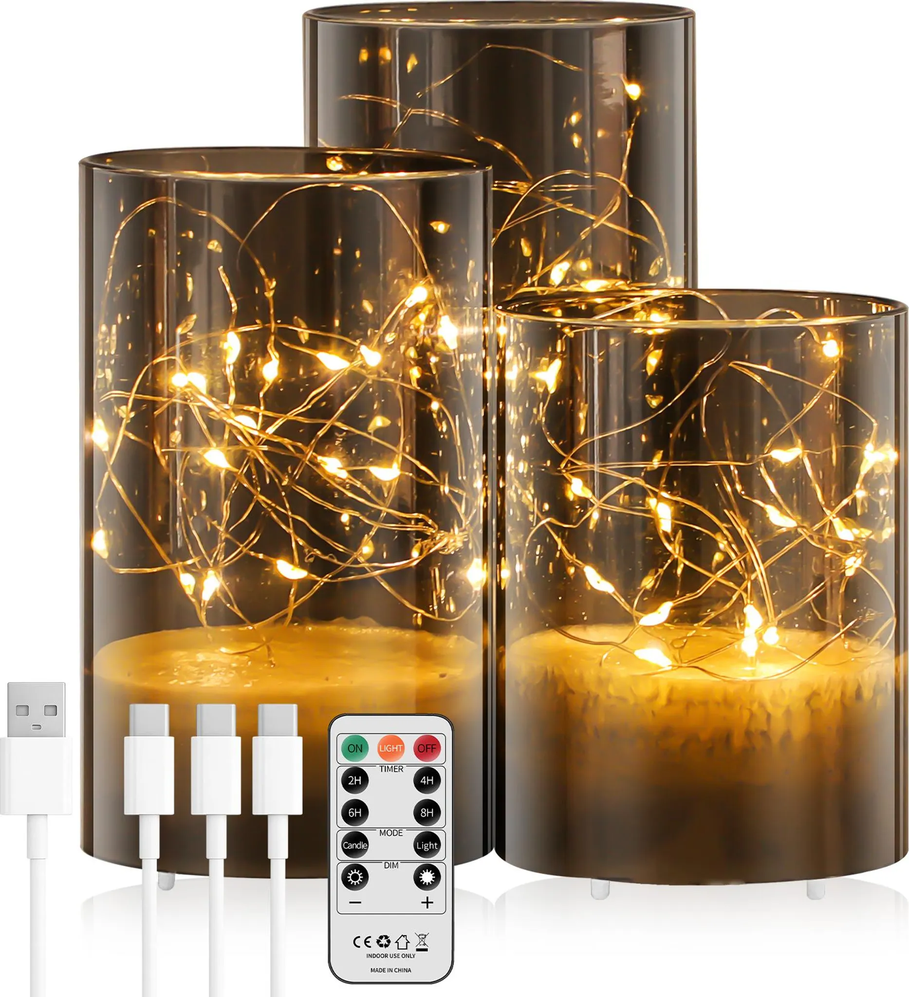 Deko-flammenlose Kerzen Mit Timer (2/4/6/8 H) – Realistische LED-Kerzen Mit Fernbedienung, Flackernd, Batteriebetrieben (3x AAA), Für Wohnzimmer & Events – Set Mit 2 Stück