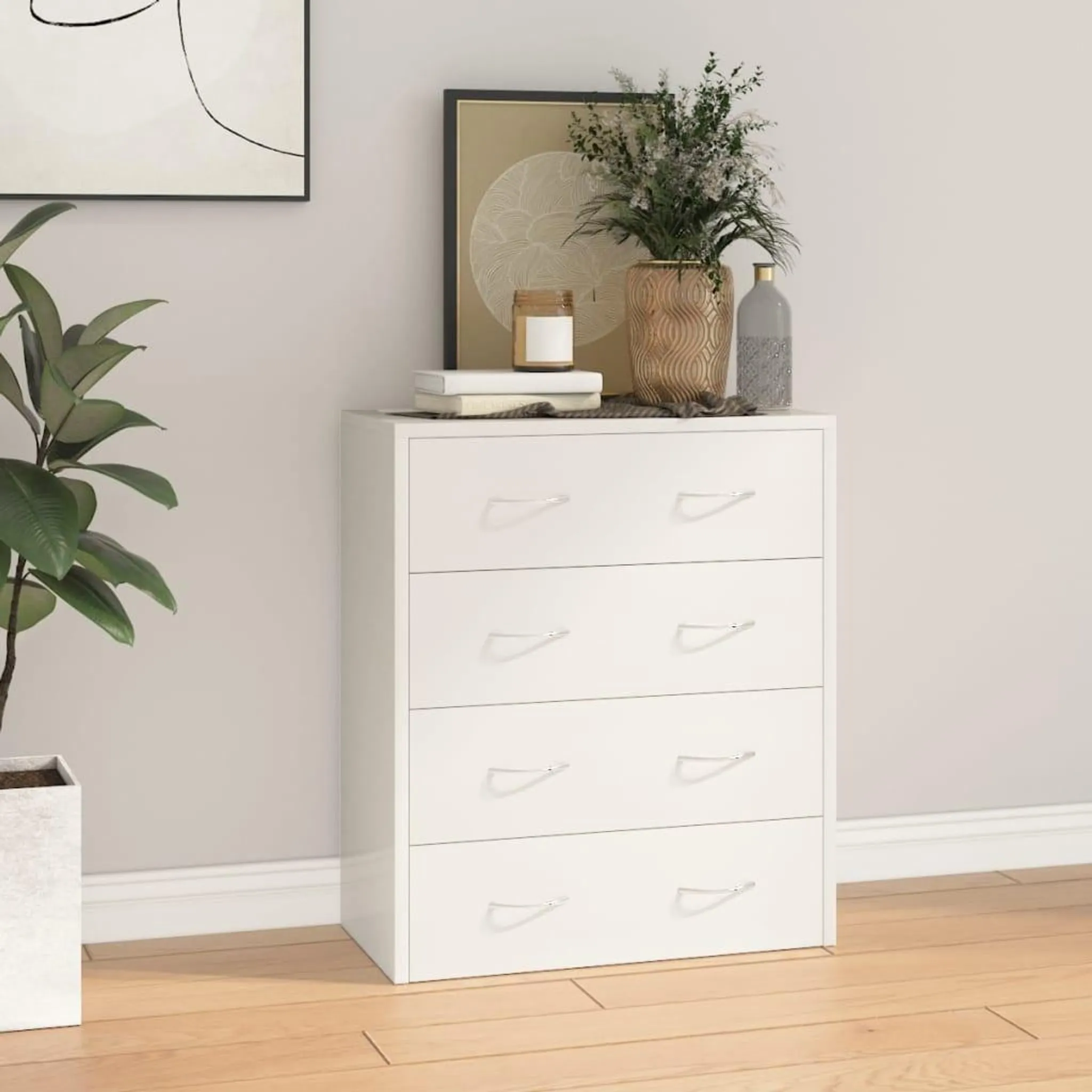 VidaXL Kommode Mit 4 Schubladen, Sideboard, 60x30.5x71 Cm, Schwarz - Viel Stauraum Für Wohnzimmer, Büro, Flur