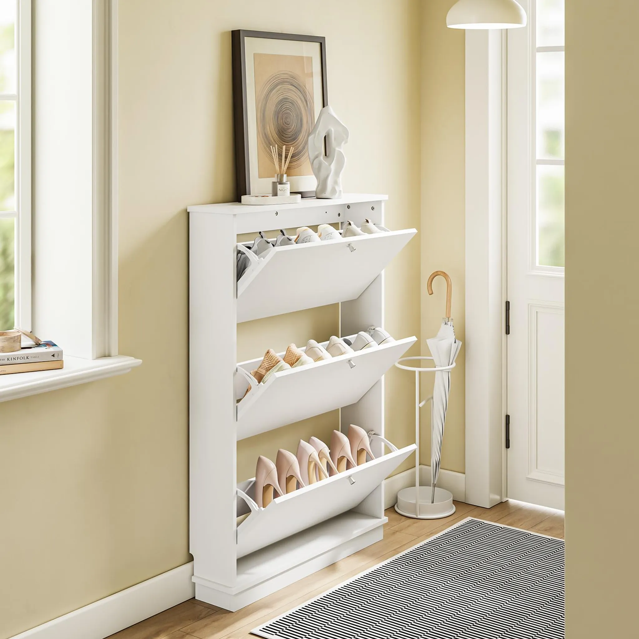 SoBuy Schuhschrank Schmal 18 cm tief, für große Schuhe bis