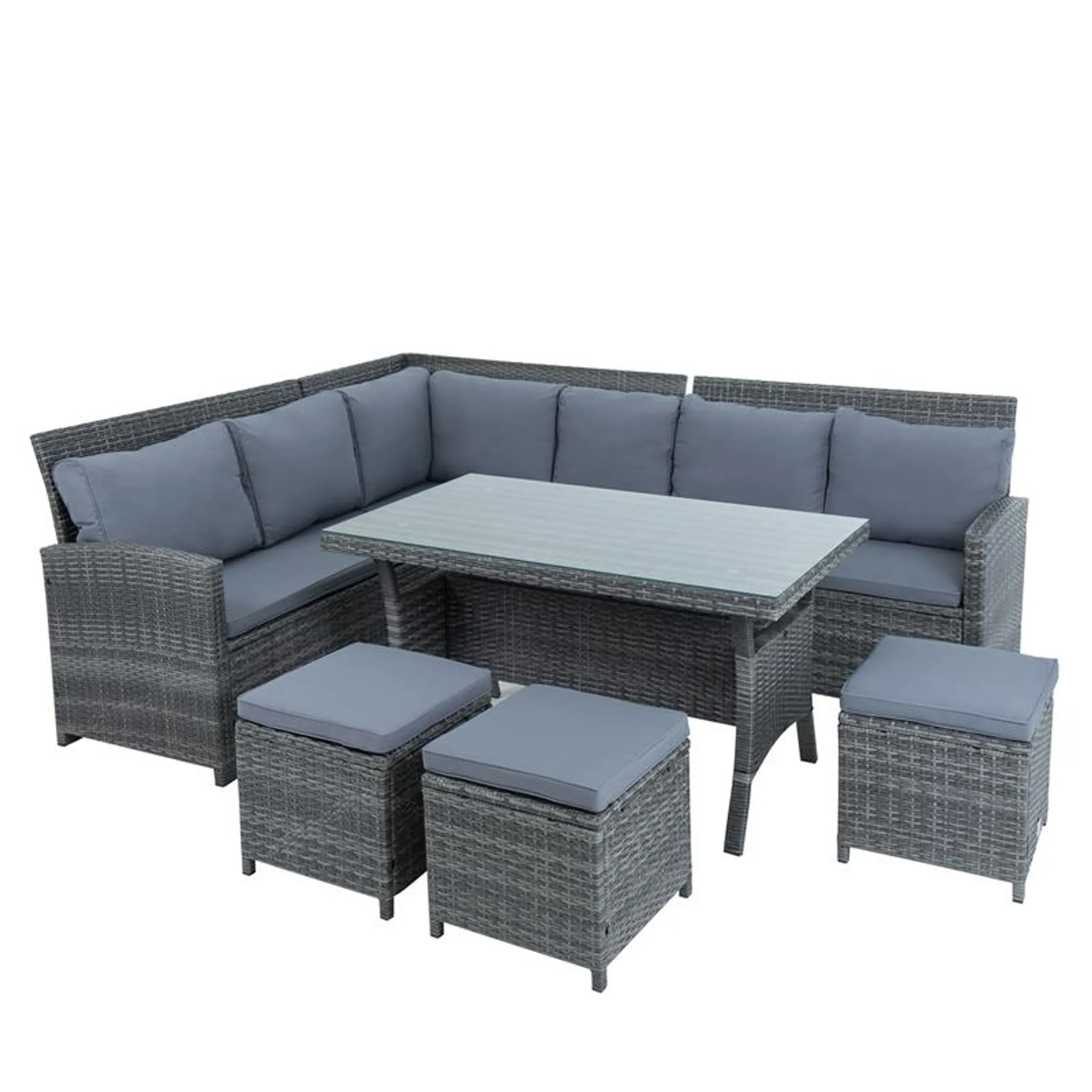 1 x Doppelsofa Links Sessel Sofa Tisch Hocker/frei erweiterbar! Enjoy Fit Polyrattan Gartenmöbel Sitzgruppe Lounge Sitzgarnitur inkl 