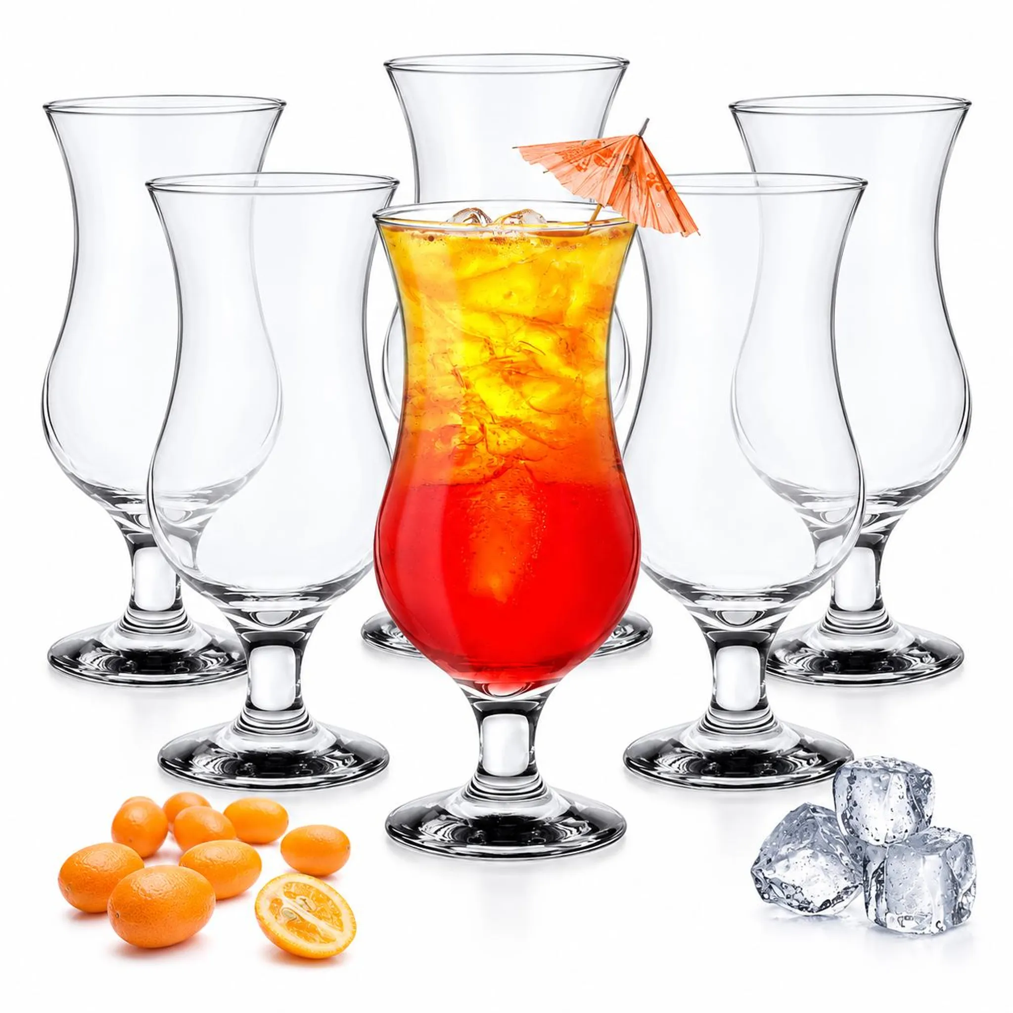 6 Stück Cocktailgläser 480ml Hurricane Trinkgläser