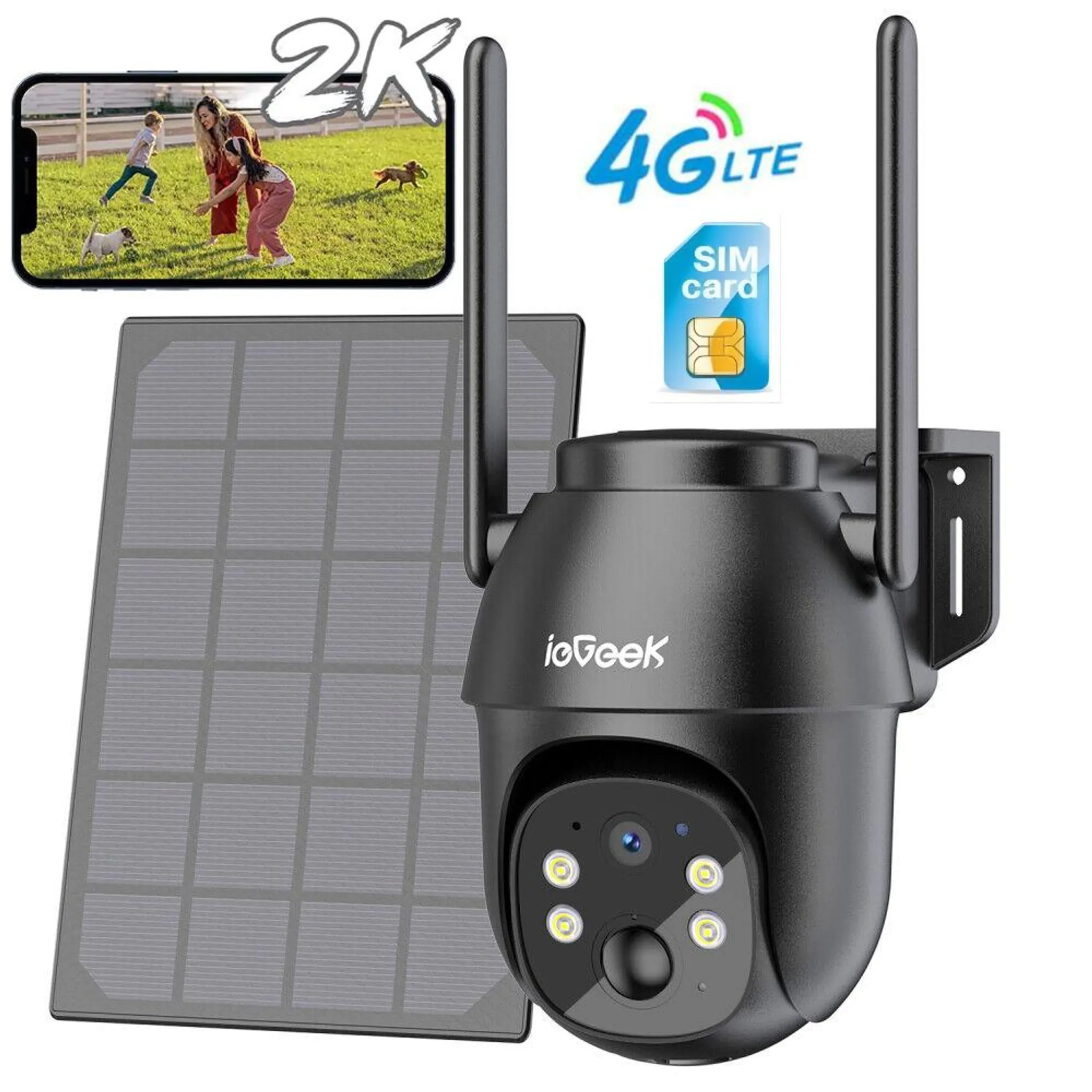 ieGeek 4G LTE Überwachungskamera Außen 2K mit