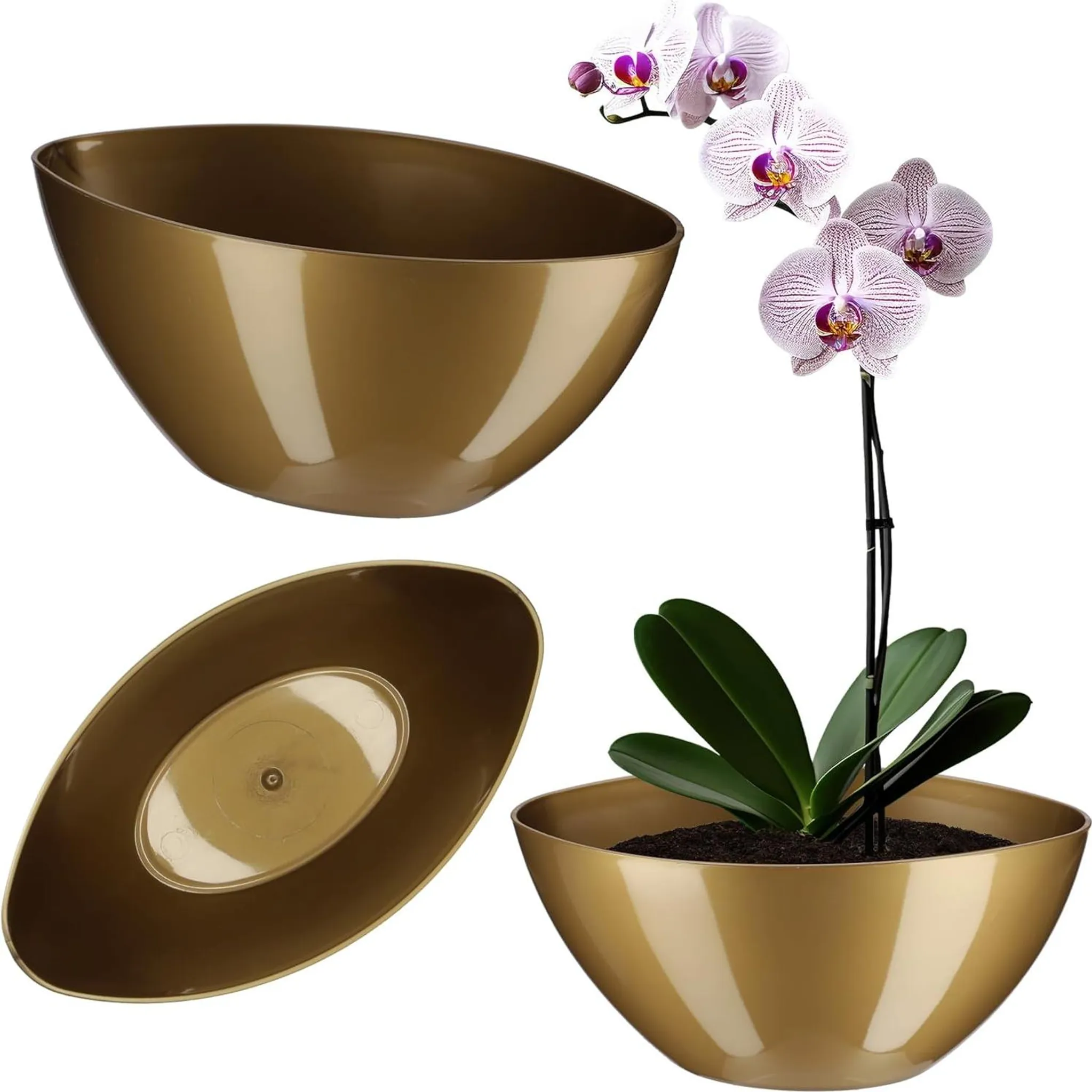 Portavasi Da Terra Dorato 100 Cm – Supporto Per Piante In Acciaio Con Pannello MDF Bianco, Design Moderno - 5