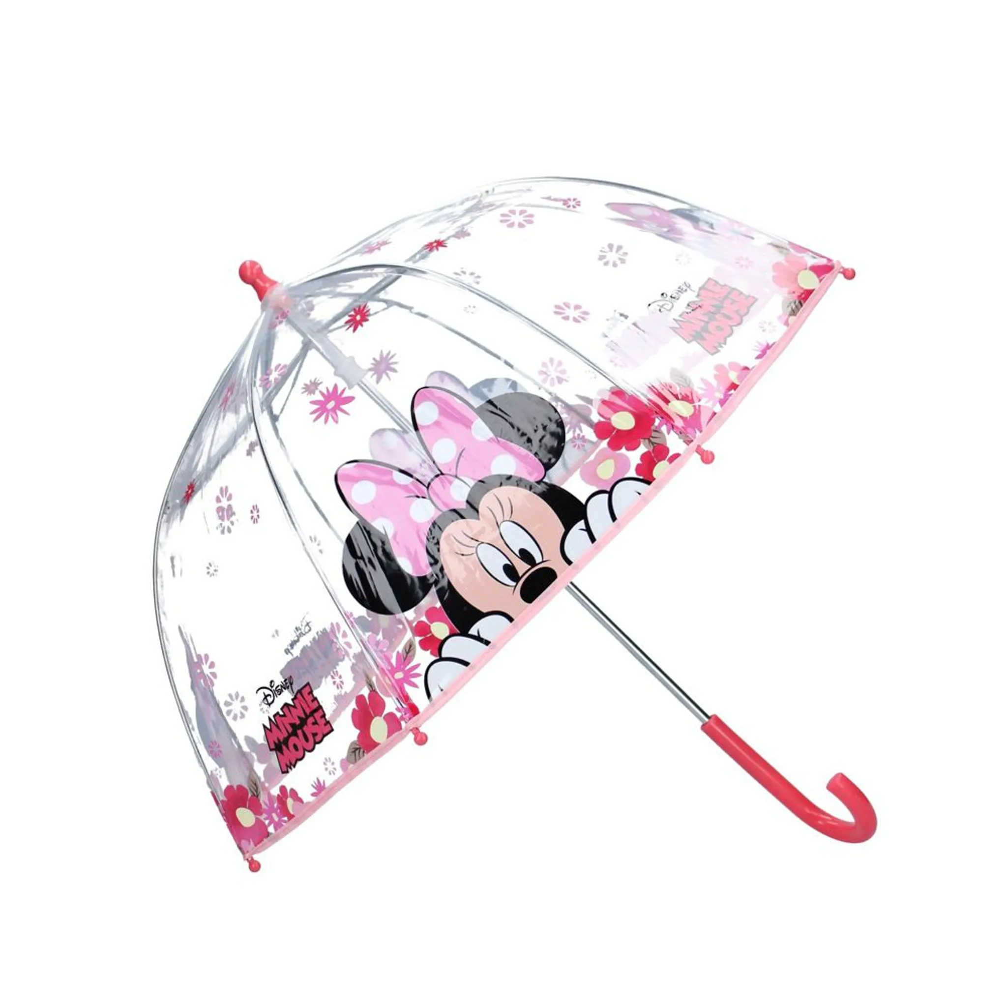 Pink Perletti Durchm 74 cm Disney Stockschirm Minni Maus für Kinder 4 5 6 Jahren Regenbogen Kinderregenschirm Schirm Kleinkind Automatik Windfest Transparent Regenschirm Minnie Mouse Mädchen 