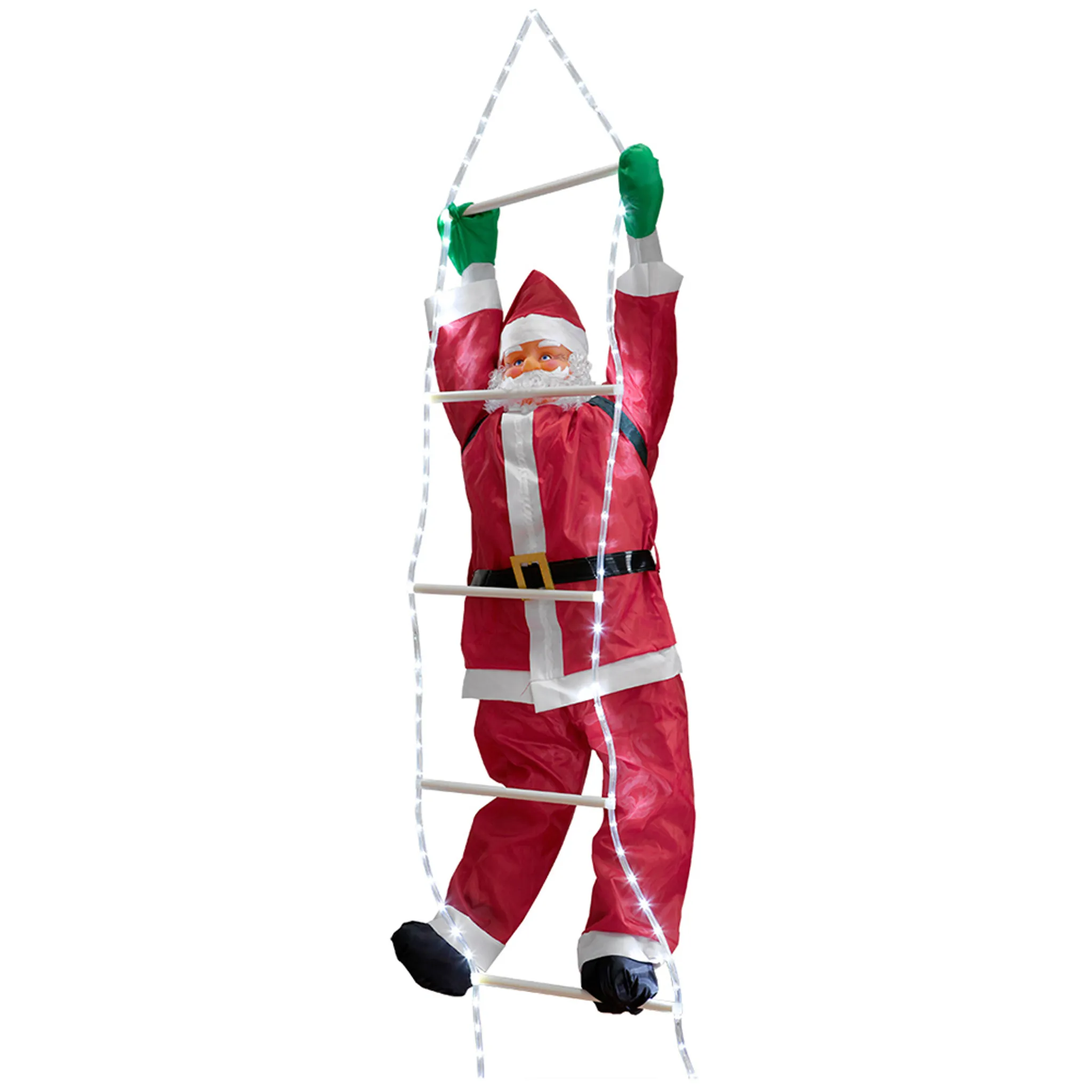 2x Weihnachtsmann hängend an LED-Lichtschlauch beleuchtet von Gartenpirat® 