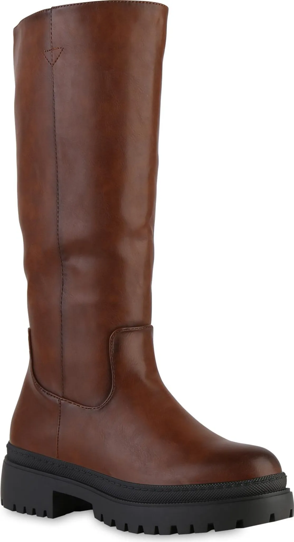 VAN HILL 840778 Overkneestiefel Damen Leicht Gefütterte Overknees Stiefel Holzoptikabsatz