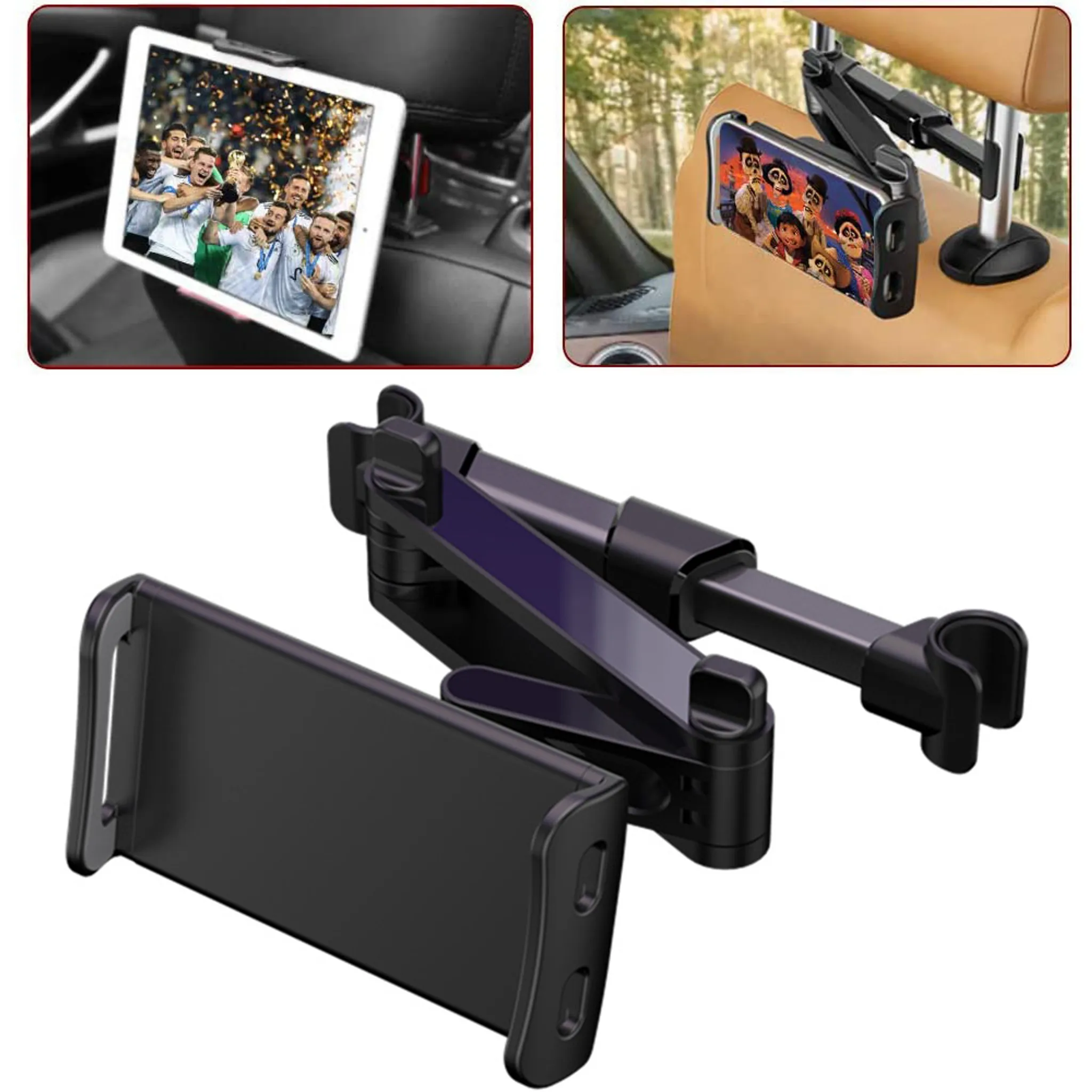 Auto-Tablet-Halter, Tablet-Halter-Kopfstütze, Fahrzeug-Kopfstützen-Halter,  4,7-10,5-Zoll-Geräte (Schwarz)