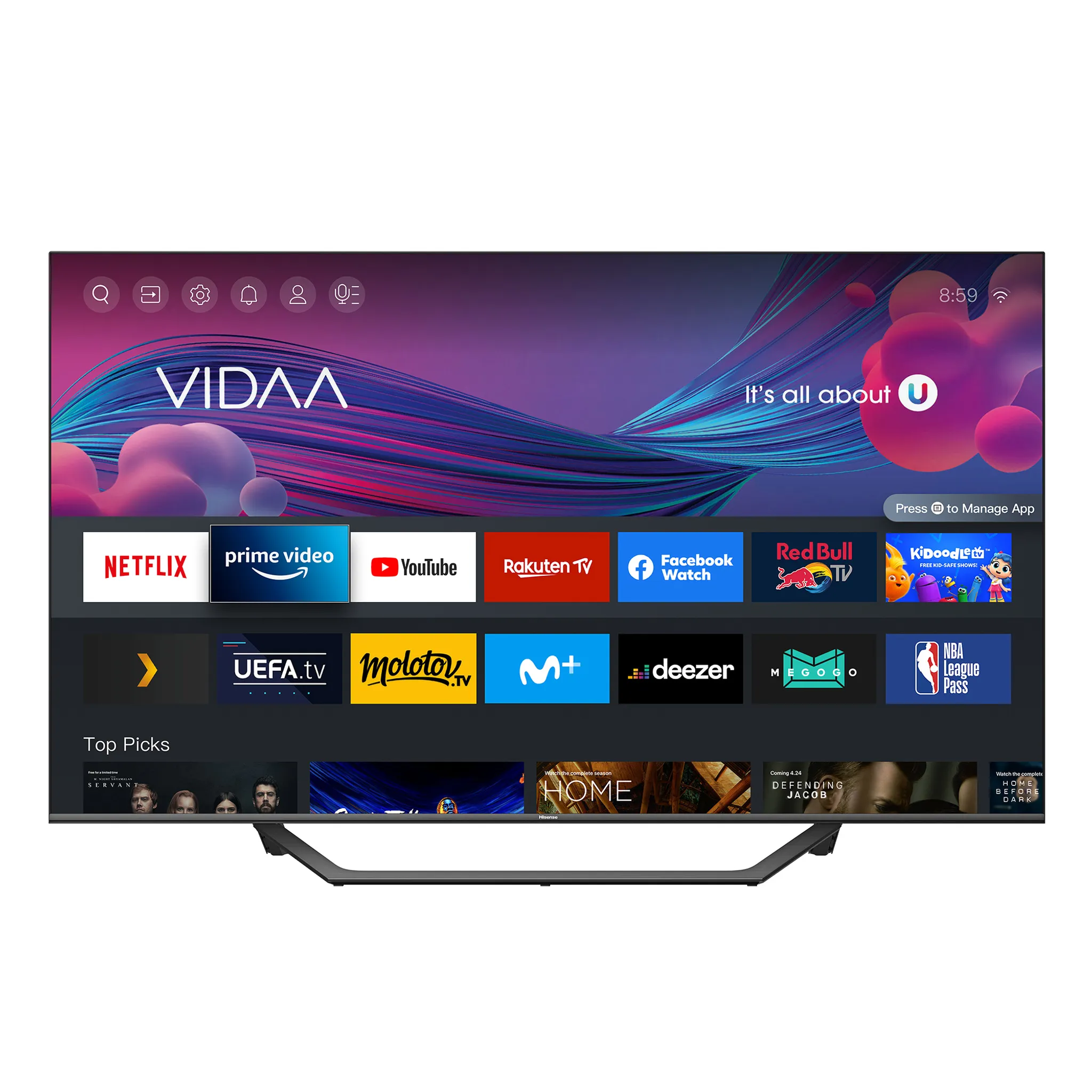 TV LED 4K UHD 108 cm(43)Hisense 43A7100F,SmartTv+Wifi,HDR10,HLG,Negro