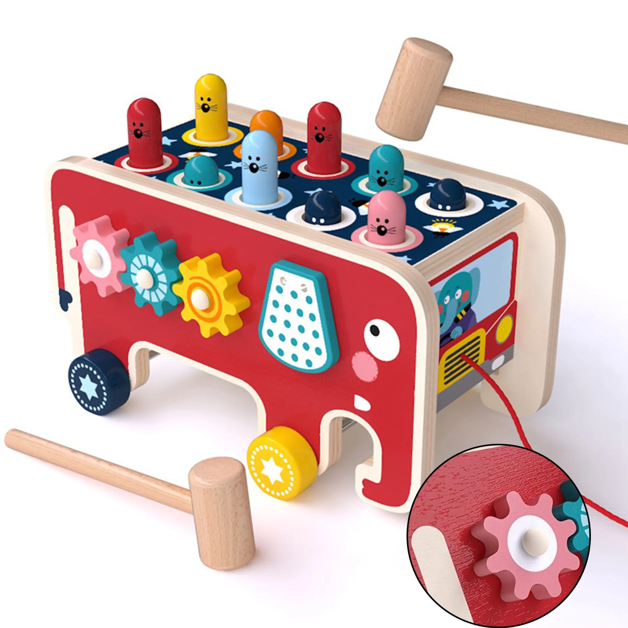 BeebeeRun Lernspielzeug 3 in 1 Xylophon und Hammerspiel Spielzeug, Holz  Musikspielzeug, Montessori Pädagogisches Spielzeug für Kinder,  Weihnachtsgeschenk