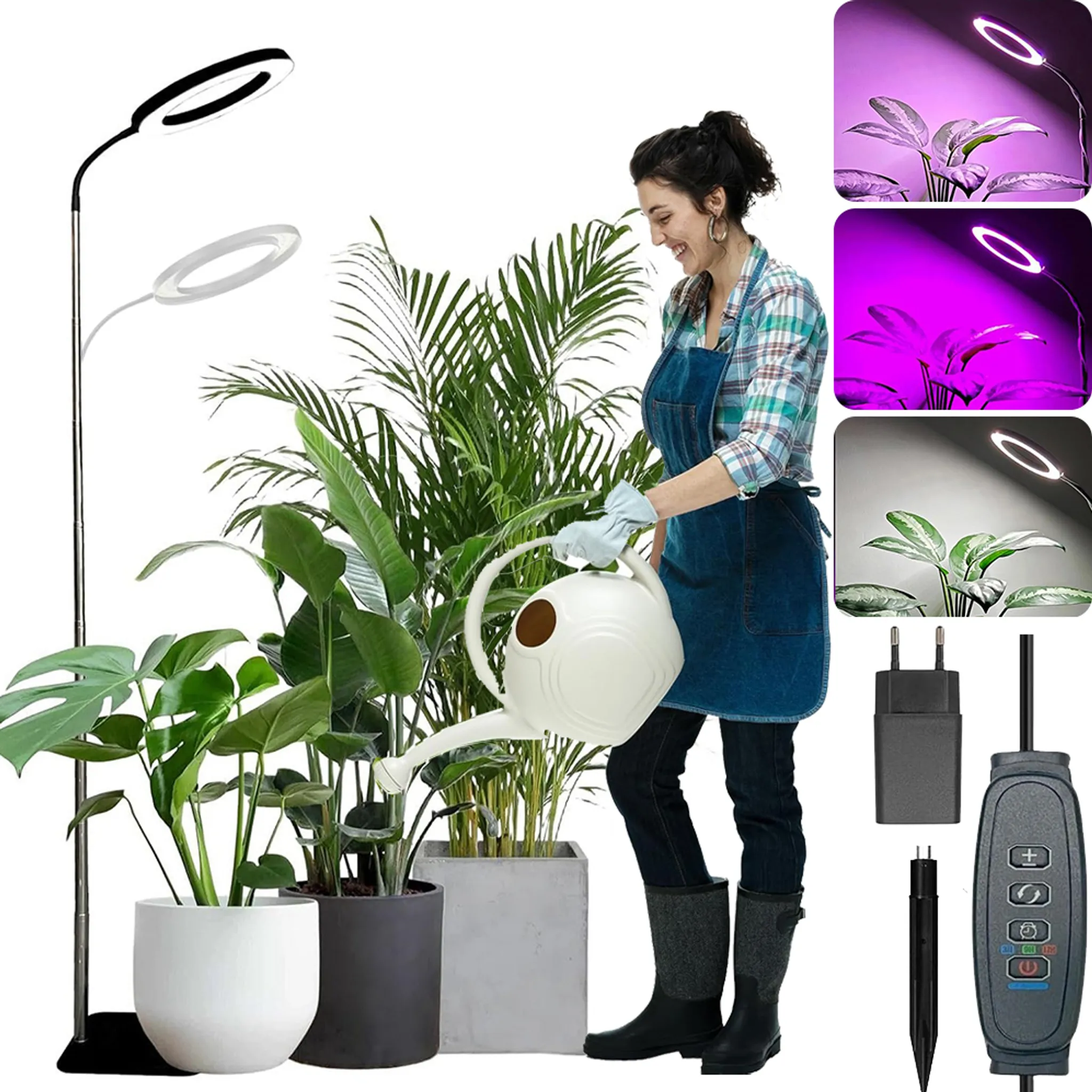 FANHAO LED Pflanzenlampe Mit Ständer – Höhenverstellbar, Zeitschaltuhr, 3 Lichtmodi & 10 Helligkeitsstufen