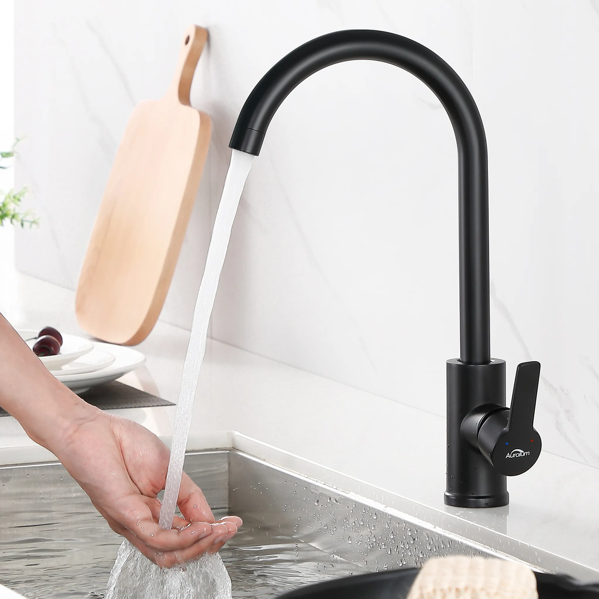 Küchenarmatur schwarzer flexibel 360°Drehbar Einhandmischer Hochdruck  Küchenmischbatterien flexibler Wasserhahn für die Küche Armatur