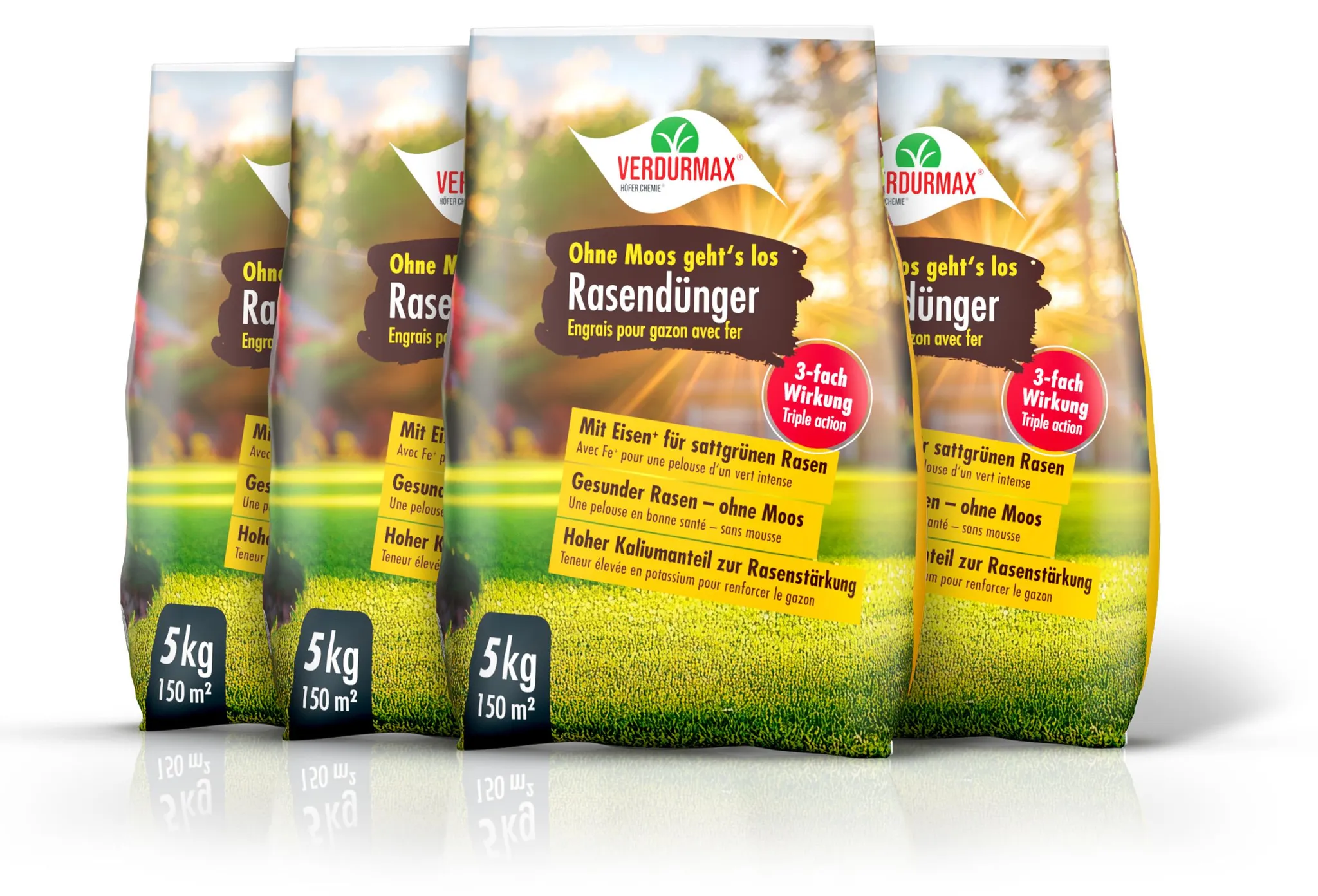 4 x 5 kg VERDURMAX Rasendnger mit Eisen - Ohne Moos