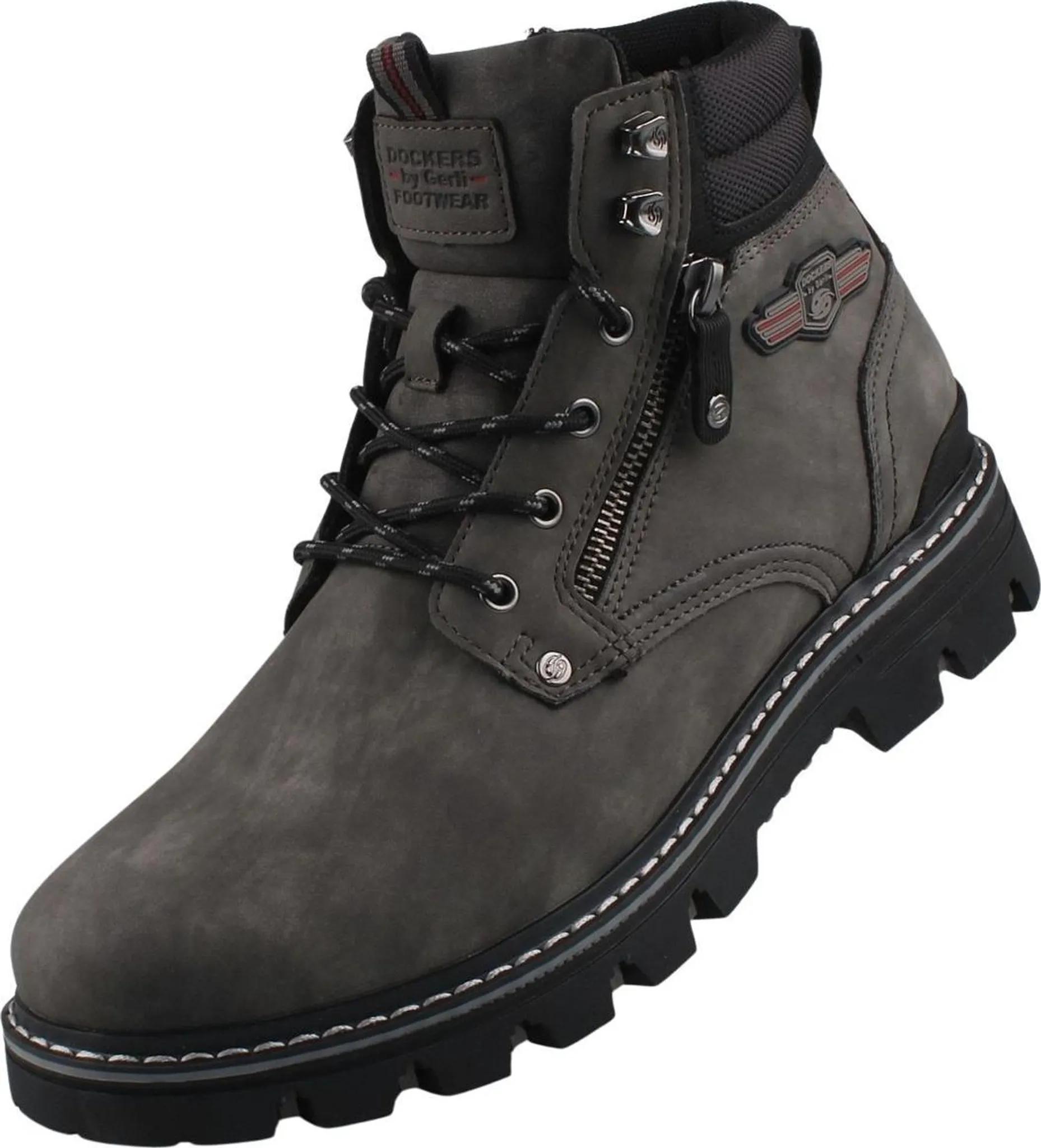 Bottes à Lacets Noires Dockers By Gerli - Cuir Synthétique, Membrane Docktex, Fermeture éclair Latérale