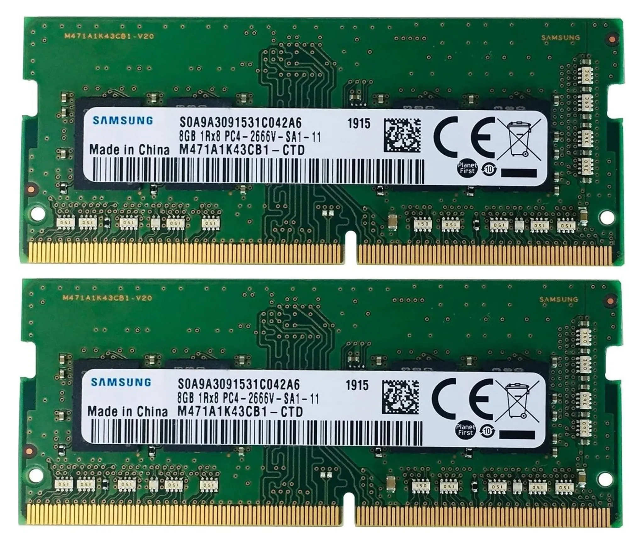 Samsung 16Gb 2x 8Gb Ram Memory DDR4 M471A1K43CB1-CTD
