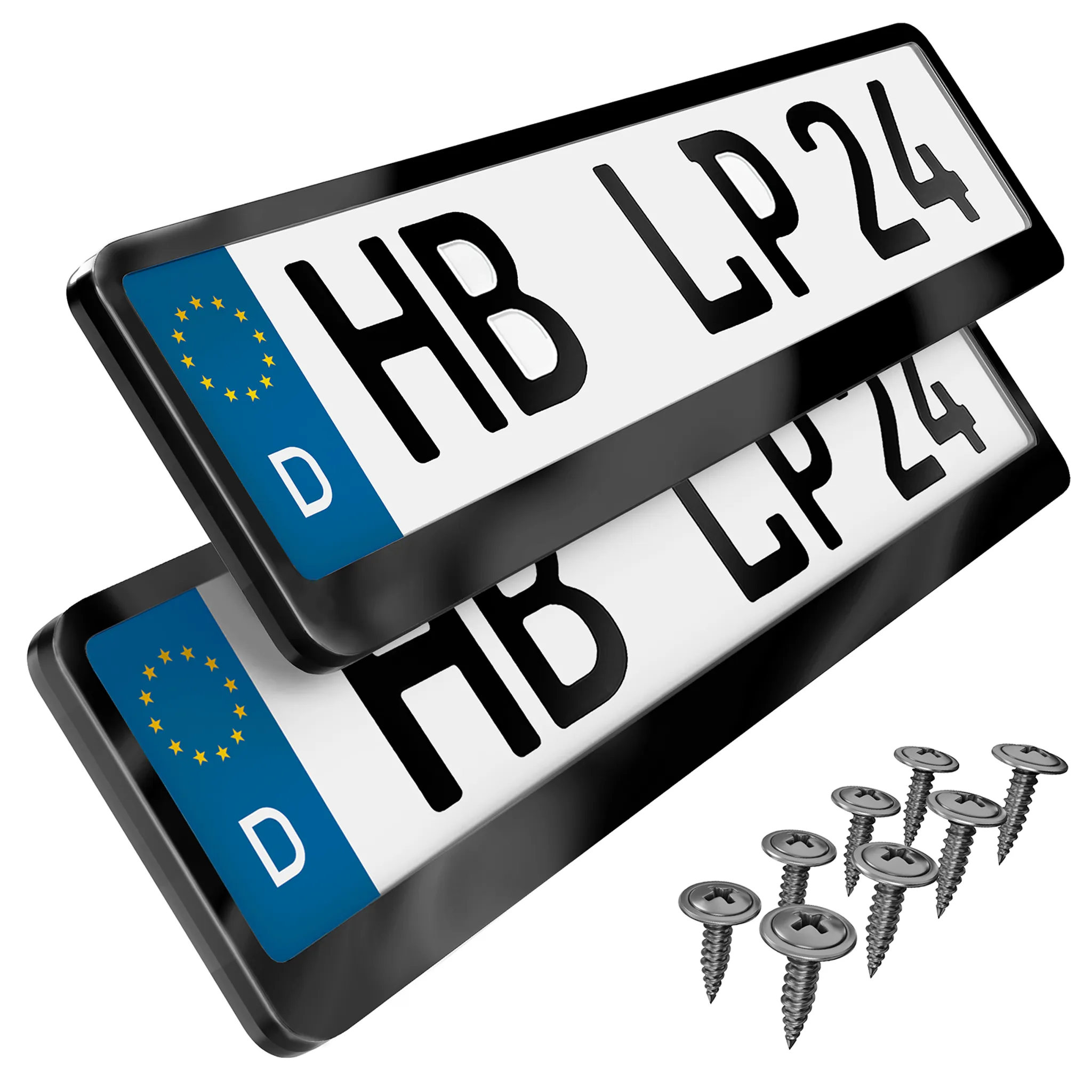 L & P Car Design Kennzeichenhalter für Auto in Chrom Vollchrom Kennzeichenhalterung  Halter, (2 Stück)