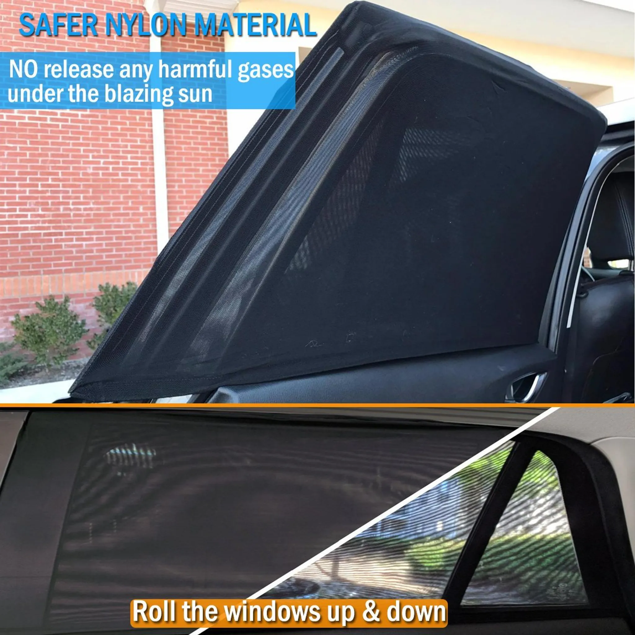 Fliegenschutz Fliegengitter für Auto Autofenster – 2 Stück Netz Mesh Schwarz