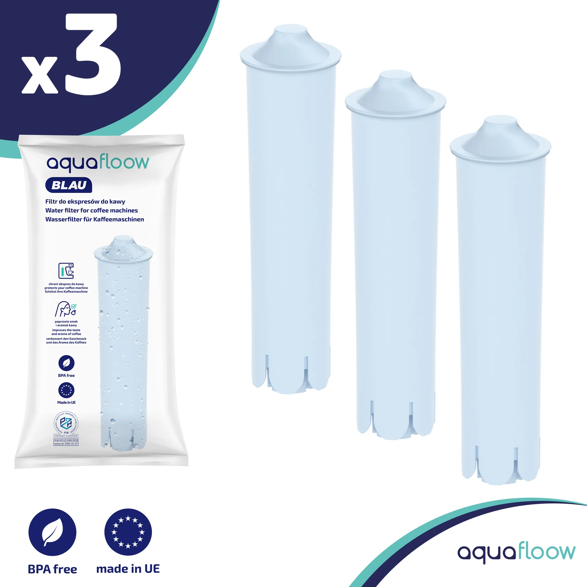 Confezione 5 Filtri 5 Filtri Acqua Ricambio Per Macchine Jura Blue - Compatibili Con ENA, Impressa, A1, A9 E Altri Jura A1