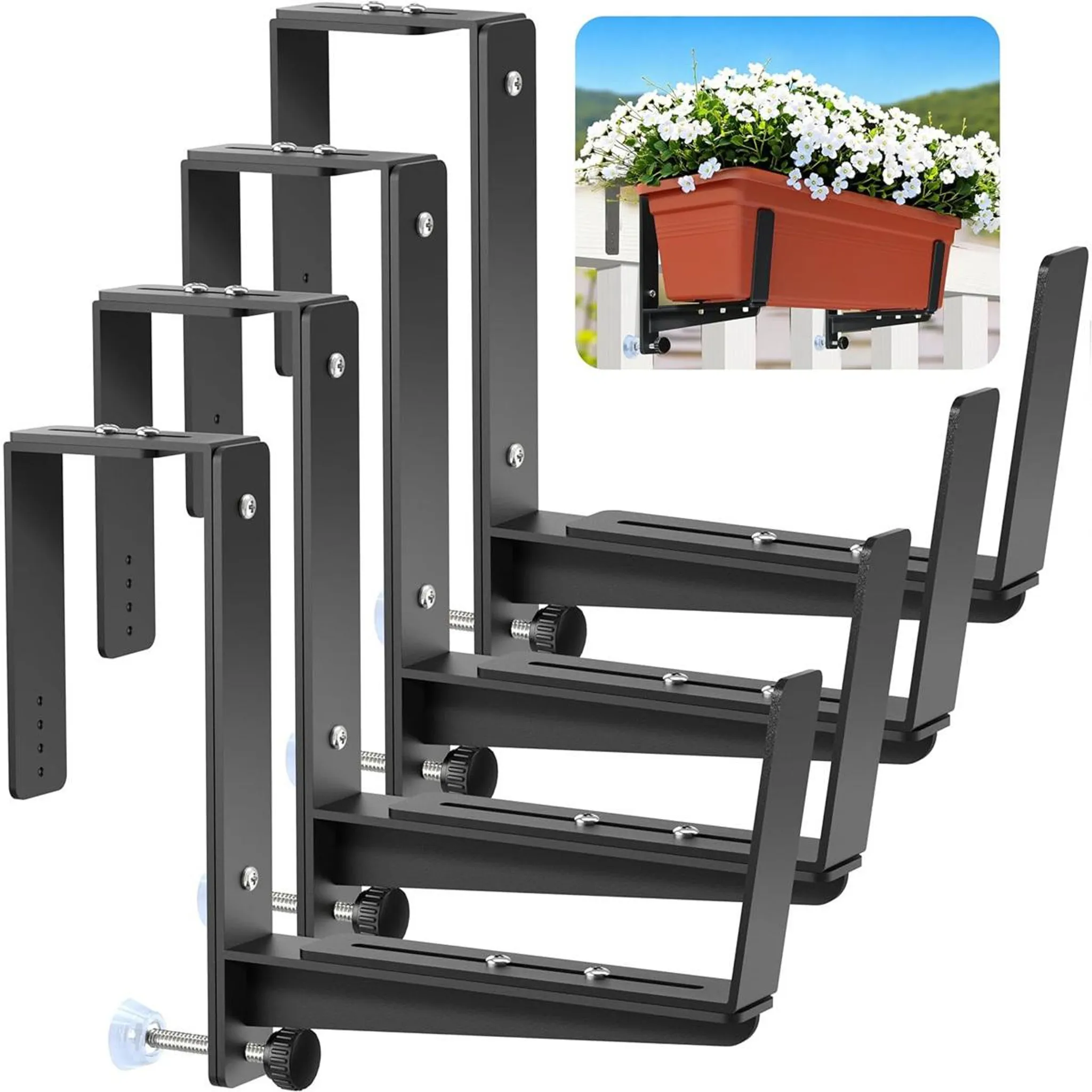 4er Set Blumenkasten Halterung verstellbar, fr Balkon