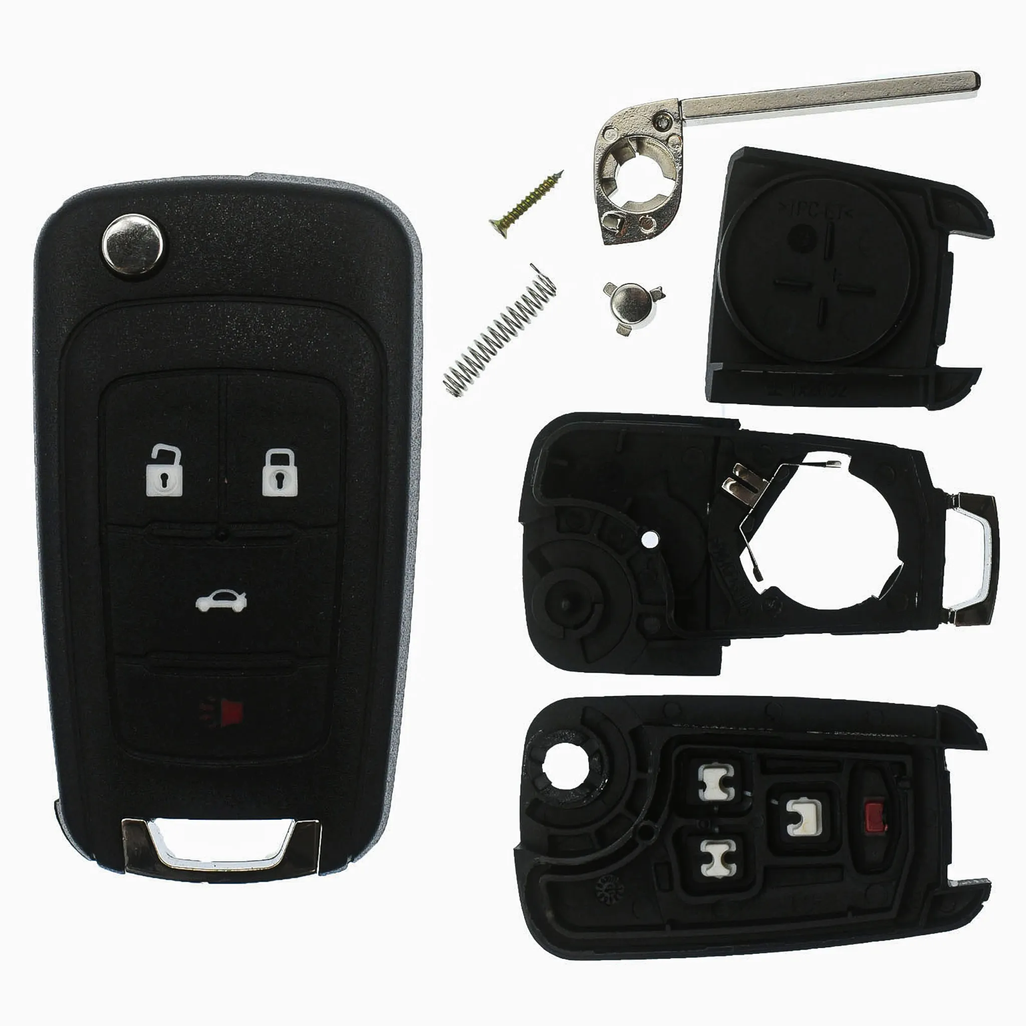 Klapp Schlüssel Gehäuse Funkschlüssel Fernbedienung Autoschlüssel 4 Tasten  Rohling kompatibel mit Opel