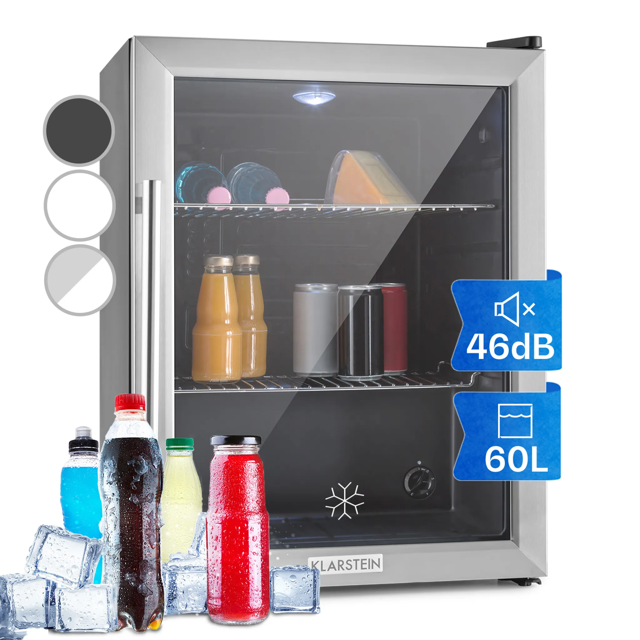 Klarstein Kühlschrank 60 L, Kleiner Kühlschrank mit App-Steuerung, Leiser  Mini Kühlschrank mit Glastür, Getränkekühlschrank Klein, Outdoor Geeignet