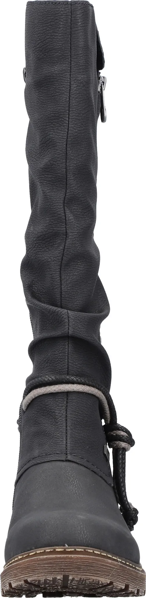 Rieker Damen Stiefel Zierreißverschluss Kordeln Langschaft