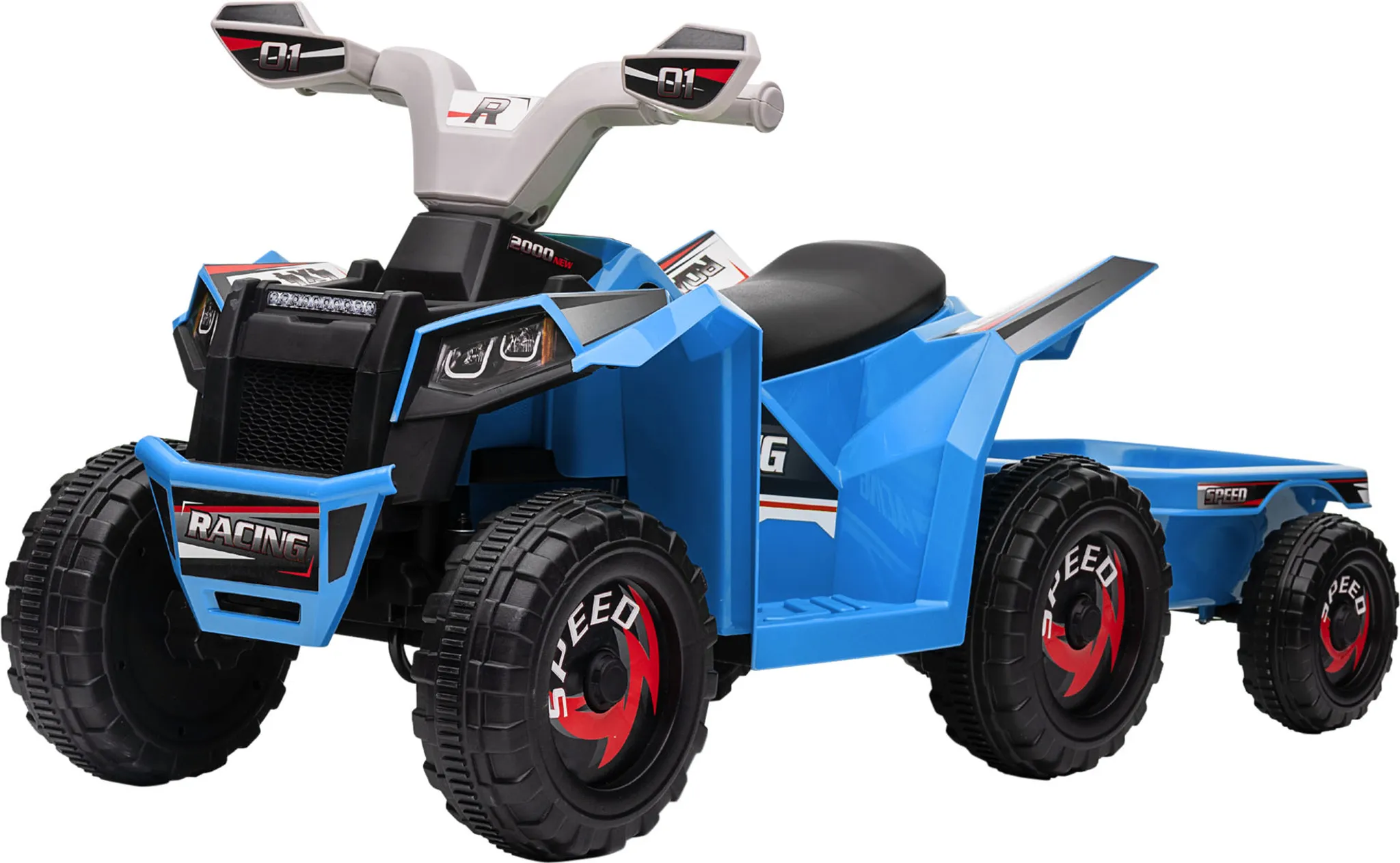 Kart Électrique Enfant 12V - 3-5 Km/h, Siège Réglable, 5 Roues - 3-8 Ans (Blanc)