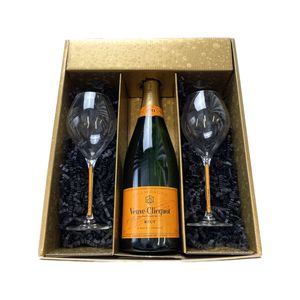 Geschenkbox Champagner Veuve Clicquot - Gold -1 Brut - 2 Champagnergläser Veuve Clicquot