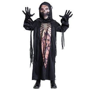 Jungen Death Azrael Cosplay Halloween Teufel Geist Skelett Robe Kostüme Karneval Purim Rollenspiel Party Kleid