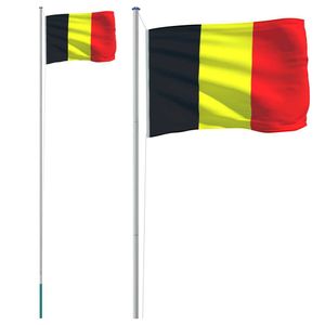 vidaXL Belgische Flagge mit Mast 6,23 m Aluminium