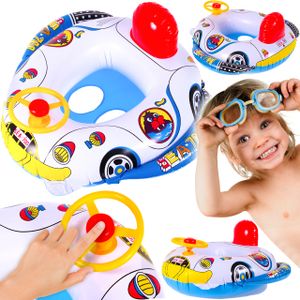 Malplay Schwimmring Baby Schwimmhilfe Schwimmreifen Boot Schwimmtrainer | Kinderboot Mit Lenkrad | Für Kinder Ab 12 Bis 48 Monaten