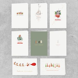PremiumLine Weihnachtskarten Set 8 Stück mit Umschlag Frohe Weihnachten moderne weihnachtliche Grußkarte gedruckt auf umweltfreundlichem Naturkarton
