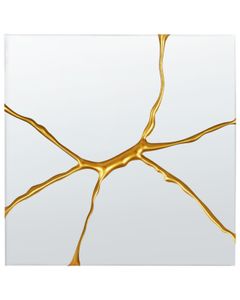 BELIANI Wandspiegel Gold Glas Quadratisch 80x80 cm Rahmenlos mit Vene Farbklecks Modern Wohnzimmer Schlafzimmer Flur Esszimmer Wanddeko Hängespiegel