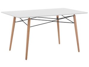 BELIANI Jedálenský stôl biela doska stola, drevené nohy 140 x 80 cm, obdĺžnikový škandinávsky štýl