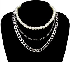 Frauen modische Multi Choker Kette Perlen Halskette