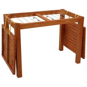 DEGAMO Funktions  Gartentisch mit Wäscheständerfunktion Wäscheständer Balkontisch, 100x60x74,5cm, Eukalyptus Holz geölt
