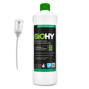 BiOHY Bodenreiniger für Wischroboter (1l Flasche) + Dosierer | Konzentrat für alle Wisch & Saugroboter mit Nass-Funktion | nachhaltig & ökologisch