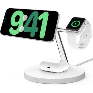 Drahtloses Ladegerät Qi2 15W WIZ009 für Apple AirPods / Watch / iPhone für MagSafe, Belkin Boost MFi 3in1, Weiß