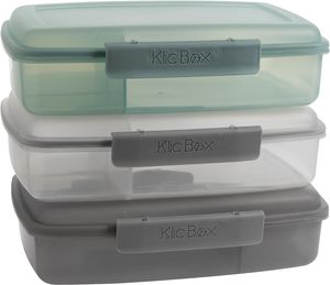 3er Set, Lunchbox für Kinder + Erwachsene, Brotdose mit stabile Clickverschluss, effektive Silicondichtung, Mikrowellengeeignet