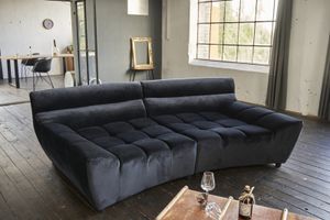 KAWOLA Big Sofa Stoff Velvet verschiedene Farben NERLA schwarz