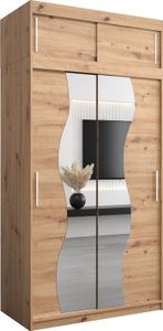 Kleiderschrank, Schiebetürenschrank Schlafzimmer, Schrank mit Spiegel MADRYT 120 mit Aufsatz, Höhe 240 cm