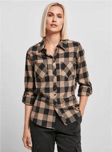 Dámská košile Urban Classics Ladies Turnup Checked Flanell Shirt black/softtaupe - XS