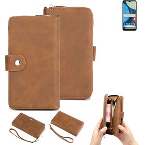 K-S-Trade Handyhülle Schutzhülle kompatibel mit Fairphone 4 & Portemonnee Tasche Handytasche Case Etui Geldbörse Wallet braun (1x)