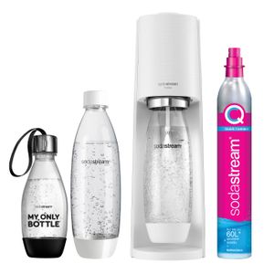 SodaStream Wassersprudler Terra Vorteilspack inkl. 3 Flaschen und Quick Connect Zylinder, Weiß