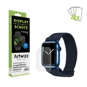 4x ARTWIZZ ScratchStopper Pro Schutzfolie für Apple Watch 9 / 8 / 7 (45mm) und Apple Watch SE / 6 / 5 / 4 (44mm)