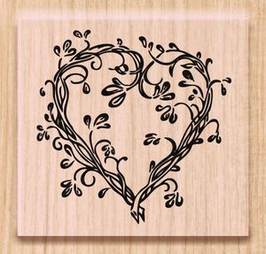 HEYDA 211801012 Stempel Hochzeit Herzranke Holz matt lackiert