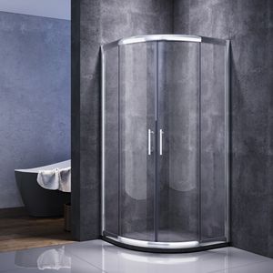 SONNI Viertelkreis Duschkabine Eckeinstieg Runddusche 80x80 cm Schiebetür Duschabtrennung